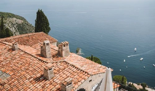 Rooftops of old medieval houses in Eze village, in South of France. Photo by Anastasiia Chepinska