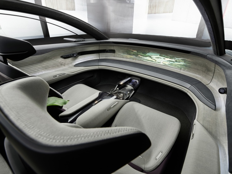 The Audi Grandsphere Concept Interior with its hidden steering wheel