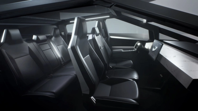 The spartan interior of the Tesla Cybertruck