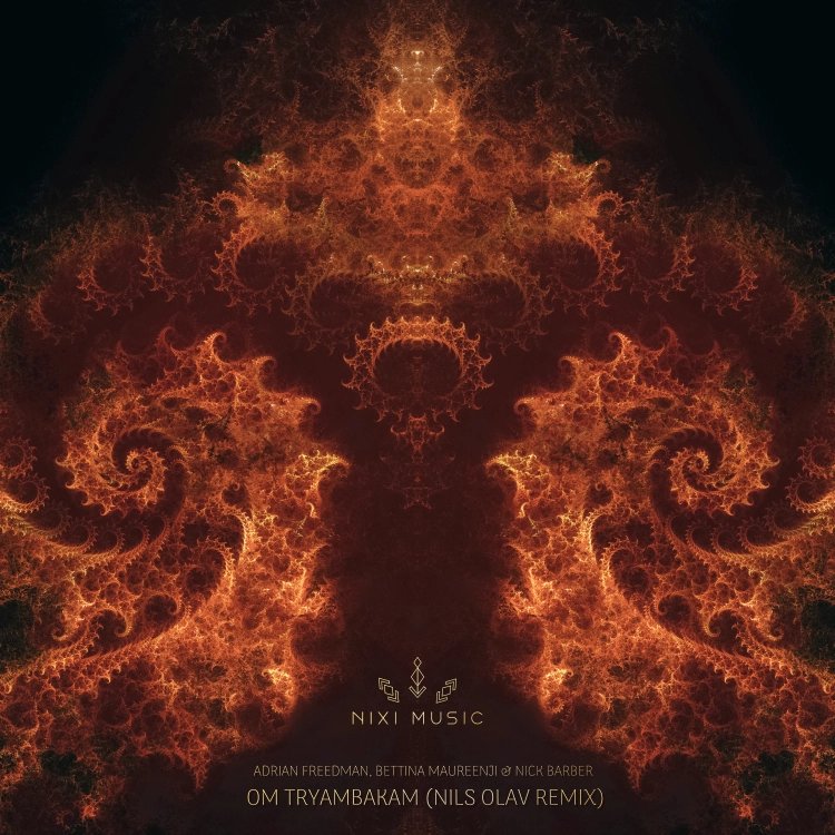 Om Tryambakam (Nils Olav Remix) by Adrian Freedman, Bettina Maureenji, and Nick Barber. Art by Nixi Music